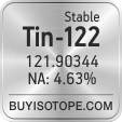 tin-122 isotope tin-122 enriched tin-122 abundance tin-122 atomic mass tin-122