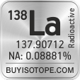 138la isotope 138la enriched 138la abundance 138la atomic mass 138la