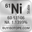 61ni isotope 61ni enriched 61ni abundance 61ni atomic mass 61ni