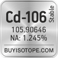 cd-106 isotope cd-106 enriched cd-106 abundance cd-106 atomic mass cd-106