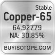 copper-65 isotope copper-65 enriched copper-65 abundance copper-65 atomic mass copper-65