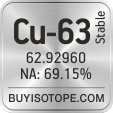 cu-63 isotope cu-63 enriched cu-63 abundance cu-63 atomic mass cu-63