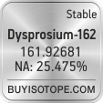 dysprosium-162 isotope dysprosium-162 enriched dysprosium-162 abundance dysprosium-162 atomic mass dysprosium-162