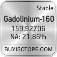 gadolinium-160 isotope gadolinium-160 enriched gadolinium-160 abundance gadolinium-160 atomic mass gadolinium-160