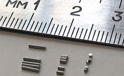 Iridium Pins size photo, Ir Pins size, Iridium Metal Pins size, Iridium Pins with ruler reference