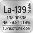 la-139 isotope la-139 enriched la-139 abundance la-139 atomic mass la-139