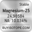magnesium-25 isotope magnesium-25 enriched magnesium-25 abundance magnesium-25 atomic mass magnesium-25