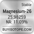 magnesium-26 isotope magnesium-26 enriched magnesium-26 abundance magnesium-26 atomic mass magnesium-26