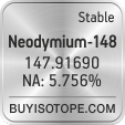neodymium-148 isotope neodymium-148 enriched neodymium-148 abundance neodymium-148 atomic mass neodymium-148