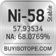 ni-58 isotope ni-58 enriched ni-58 abundance ni-58 atomic mass ni-58