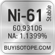 ni-61 isotope ni-61 enriched ni-61 abundance ni-61 atomic mass ni-61