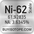 ni-62 isotope ni-62 enriched ni-62 abundance ni-62 atomic mass ni-62