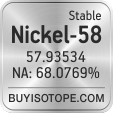 nickel-58 isotope nickel-58 enriched nickel-58 abundance nickel-58 atomic mass nickel-58