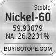 nickel-60 isotope nickel-60 enriched nickel-60 abundance nickel-60 atomic mass nickel-60
