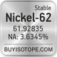 nickel-62 isotope nickel-62 enriched nickel-62 abundance nickel-62 atomic mass nickel-62