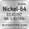 nickel-64 isotope nickel-64 enriched nickel-64 abundance nickel-64 atomic mass nickel-64