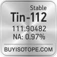 tin-112 isotope tin-112 enriched tin-112 abundance tin-112 atomic mass tin-112
