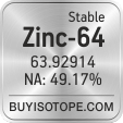 zinc-64 isotope zinc-64 enriched zinc-64 abundance zinc-64 atomic mass zinc-64