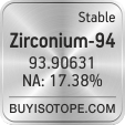 zirconium-94 isotope zirconium-94 enriched zirconium-94 abundance zirconium-94 atomic mass zirconium-94