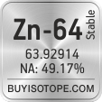 zn-64 isotope zn-64 enriched zn-64 abundance zn-64 atomic mass zn-64