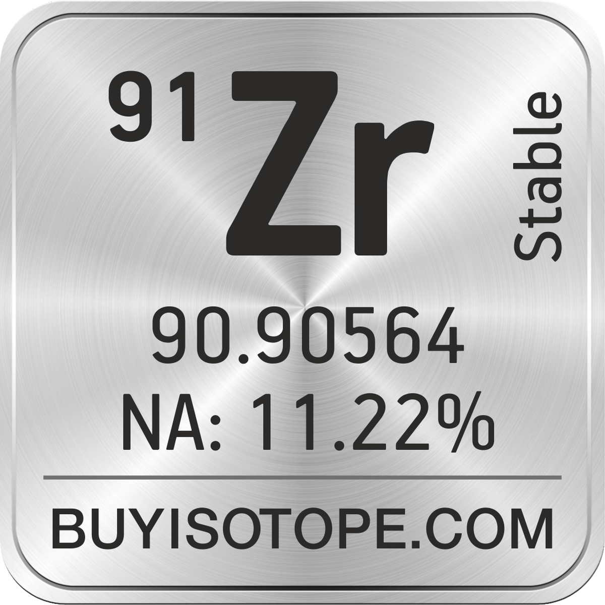 99.2% High Purity ZIRCONIUM Zr Metal Carved Element Periodic Table Coin  Shape