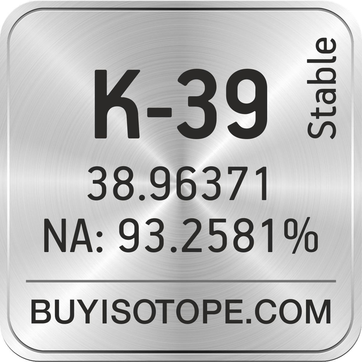 K atomic mass and number