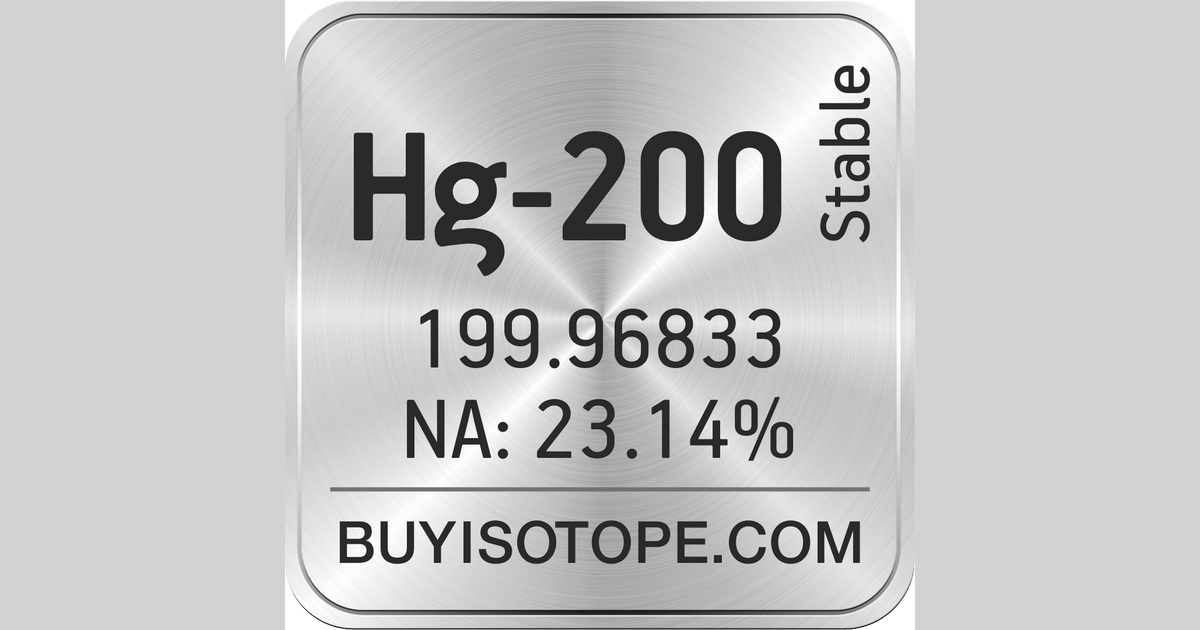 Stof lastig excelleren Hg-200 Isotope, Enriched Hg-200, Hg-200 Metal, Hg-200 Oxide